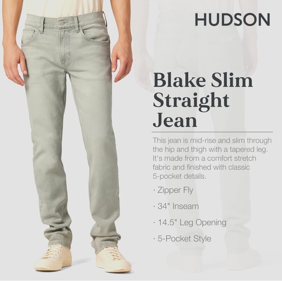 Hudson Jeans Blake Slim Straight EUC - Picture 5 of 10